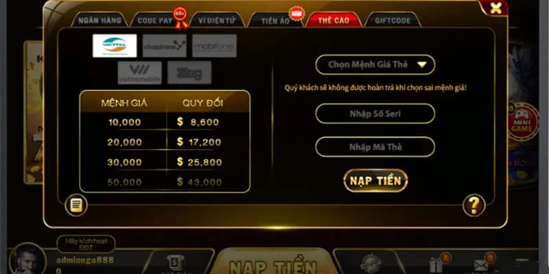nạp tiền GO88 Quy trình nạp tiền Go88